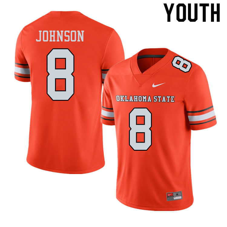 Youth #8 Braydon Johnson Oklahoma State Cowboys College Football Jerseys Sale-Alternate Orange